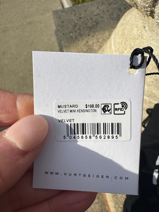 Kurt Geiger Mustard Gold Quilted Velvet Crossbody with Blue Sequin Floral - Picture 2 of 9